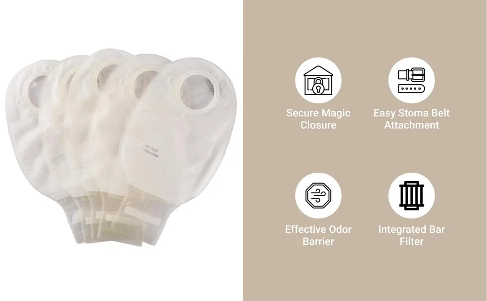 BAO Health 2146001F Two Piece Ostomy Pouch With Filter & Velcro, TRANSPARENT, Size- 60mm 