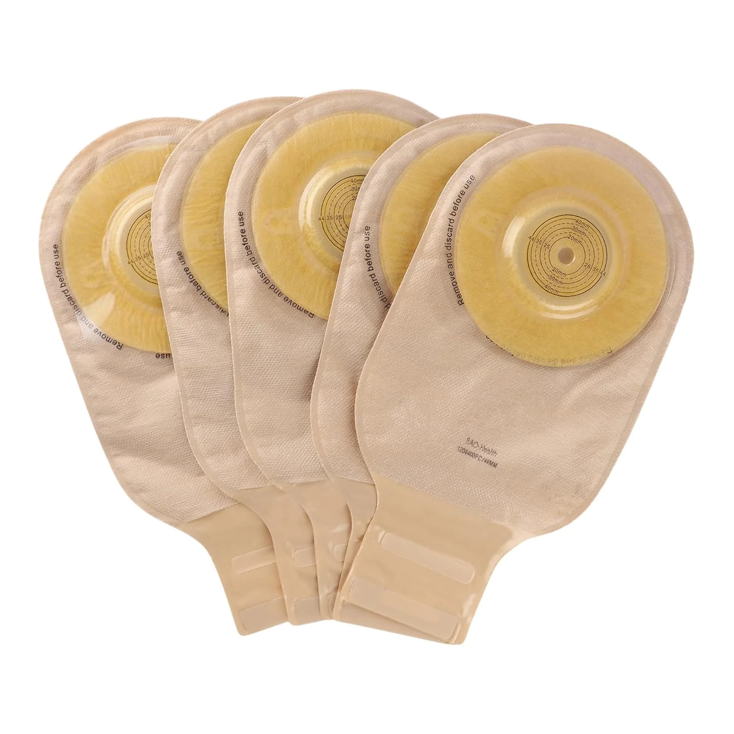 BAO Health 1204400FC One Piece Convex Ostomy Pouch with Belt Ears Filter & Velcro Closure, OPAQUE, Size upto 44 mm