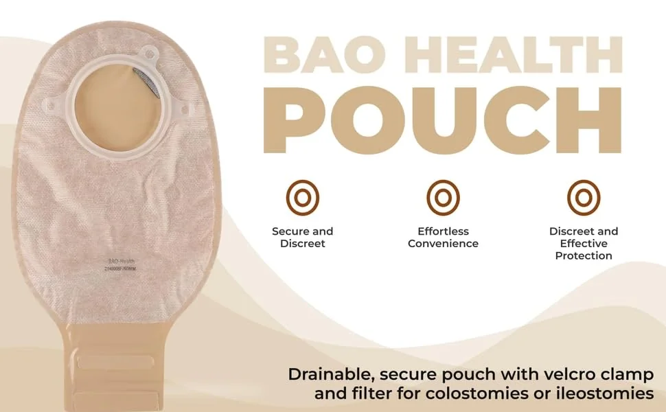 BAO Health 2146008F Two Piece Ostomy Pouch With Filter & Velcro, OPAQUE, Size- 60mm 