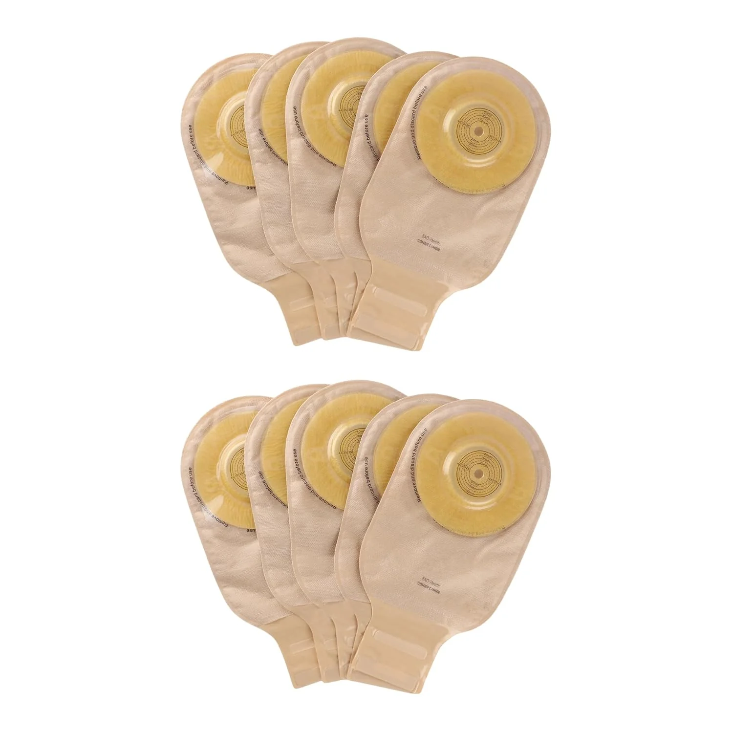 BAO Health 1204400FC One Piece Convex Ostomy Pouch with Belt Ears Filter & Velcro Closure, OPAQUE, Size upto 44 mm