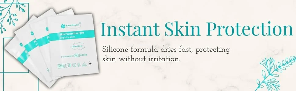 Bao Health 60330 Skin Protective Film Wipes – No Sting, Alcohol-Free Barrier Wipes (Pack of 30)