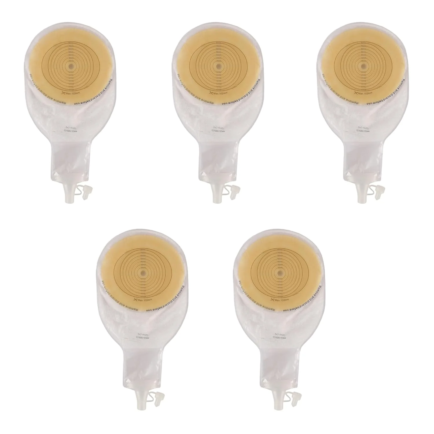 BAO Health 12210204 One Piece Ostomy Pouch for Post-operative Use, Fistula/ Wound Drainage with Window , TRANSPARENT, Size - 102mm 