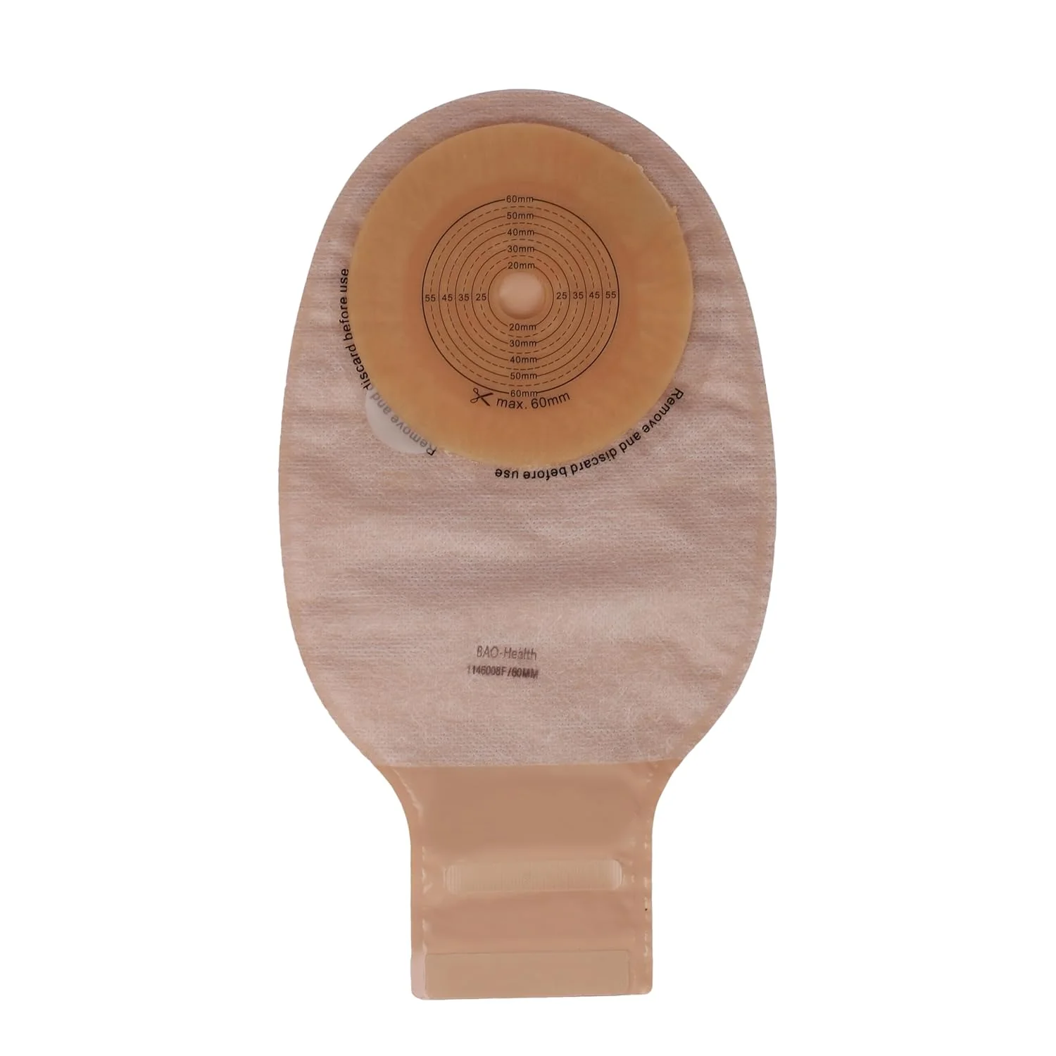 BAO Health 1146008F One Piece Classical Ostomy Pouch With Filter & Velcro Closure, OPAQUE , Size- 60mm