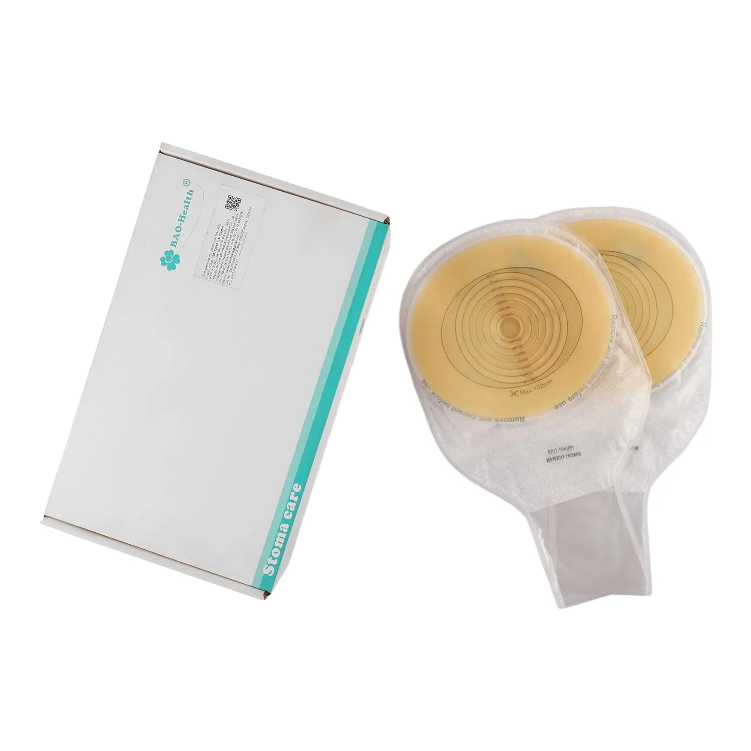 BAO Health 10910201F One Piece CureGuard Pouch With filter & Clamp Closure, TRANSPARENT, XXL Size - 102 mm 