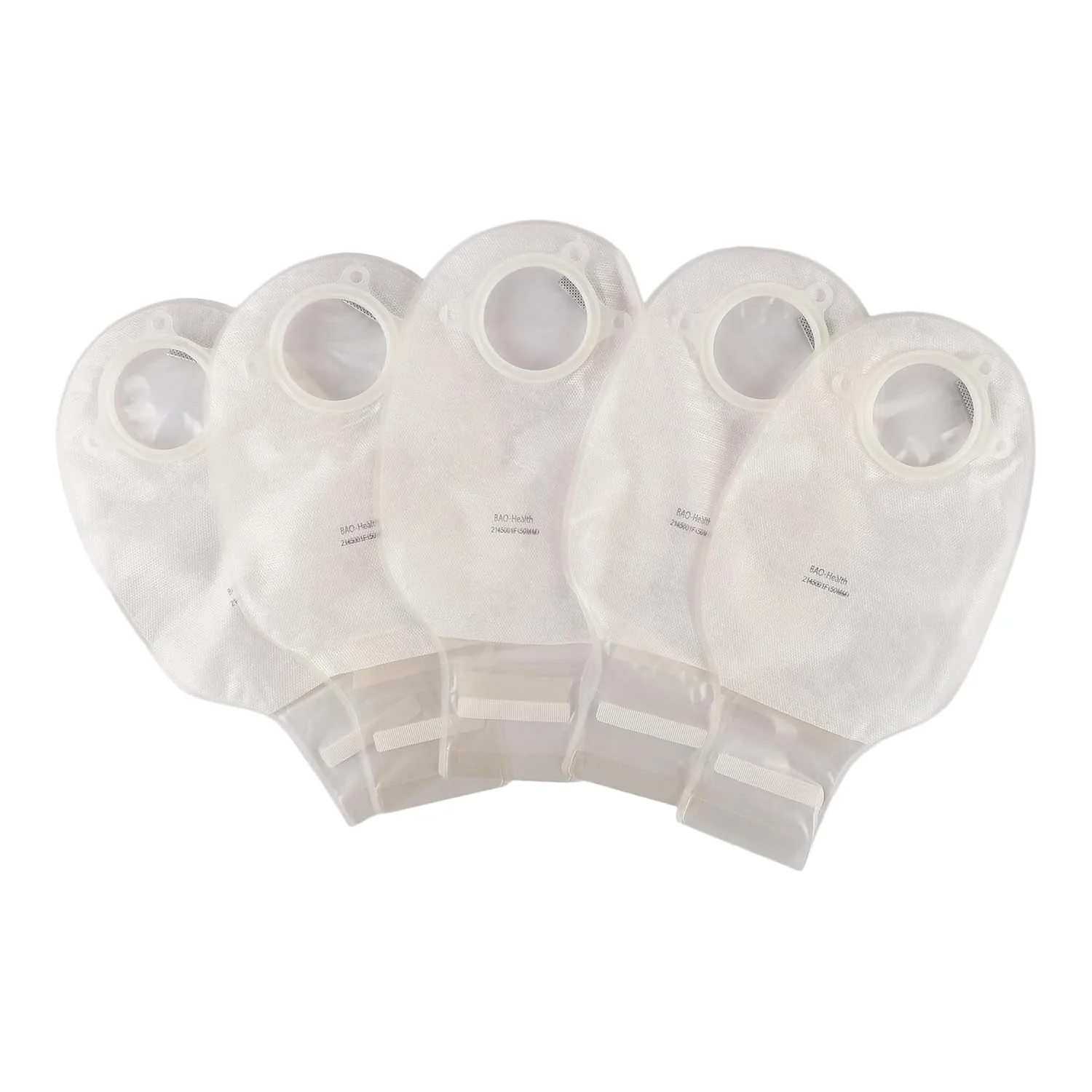 BAO Health 2145001F Two Piece Open Ostomy Pouch With Filter & Velcro, TRANSPARENT, Size- 50 mm 