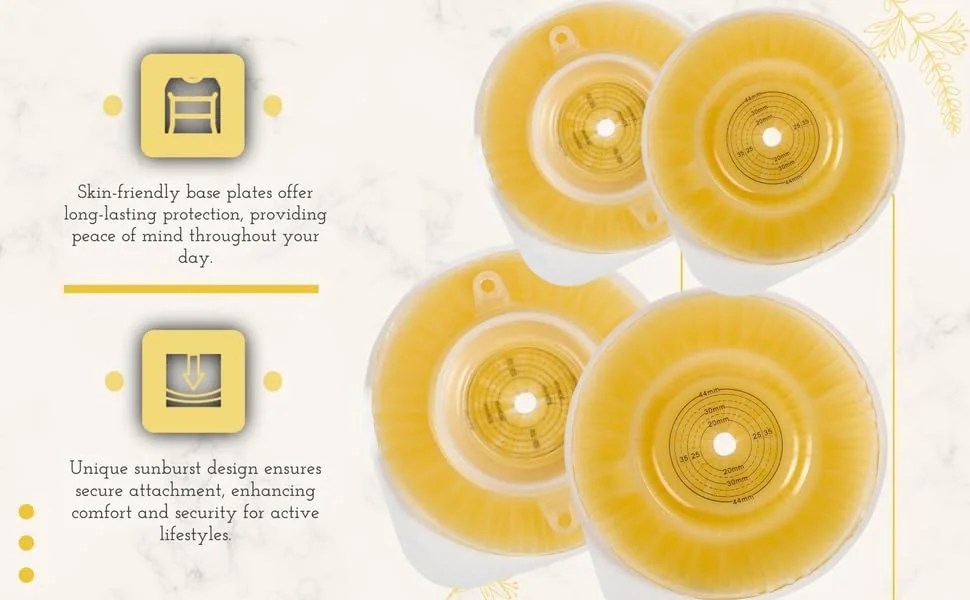 BAO Health 303440110C Two Piece Convex Sin Barrier Flange with Belt Ears, Size- 60mm, Max Cut 44mm