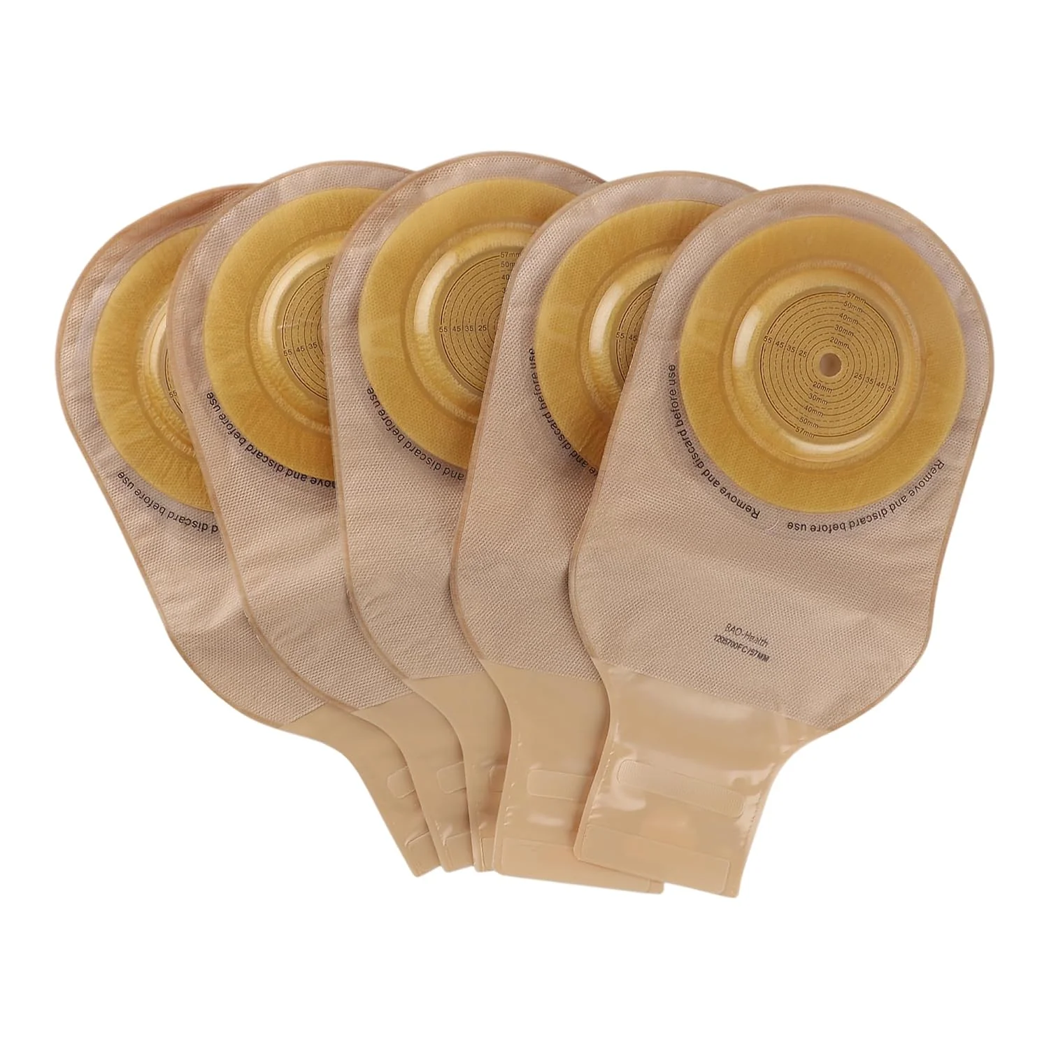 BAO Health 1205700FC One Piece Convex Ostomy Pouch with Belt Ears Filter & Velcro Closure, OPAQUE, Size upto 57 mm 