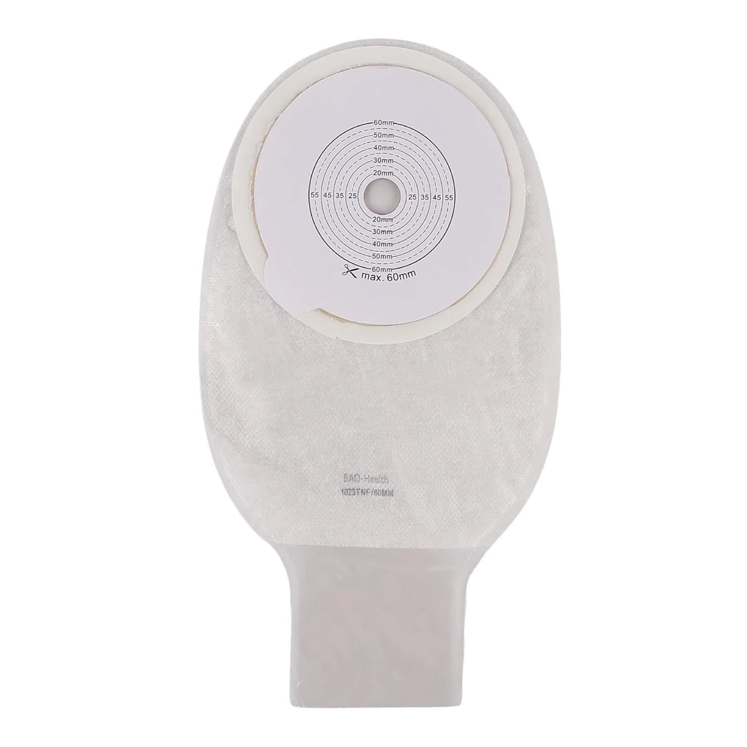 BAO Health 1023TNF One Piece Open Colostomy pouch With Filter & Clamp Closure, TRANSPARENT, Size - 60 mm