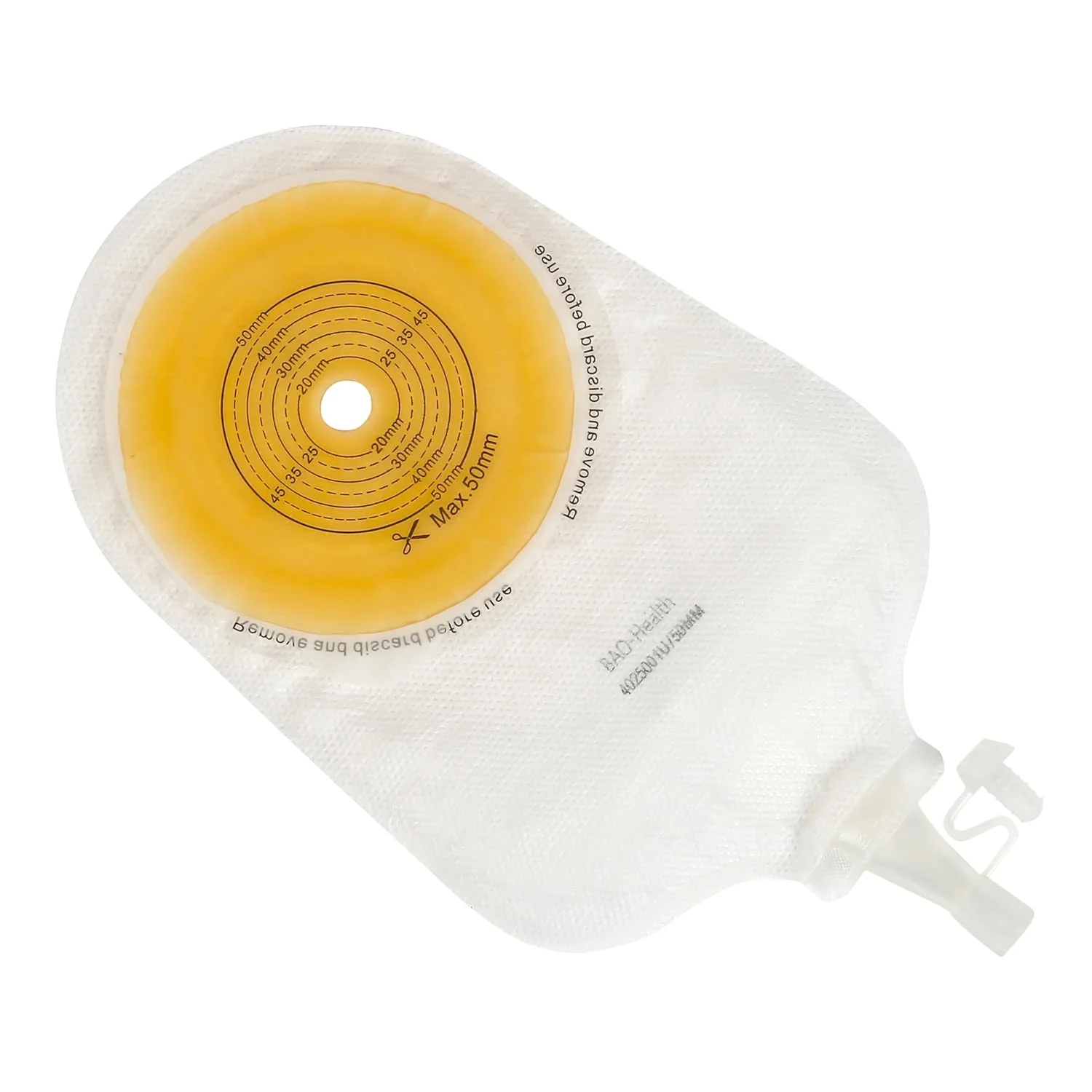 BAO Health 4025001 One Piece Urostomy Pouch With SOFT TAP, TRANSPARENT, Size - 50 mm