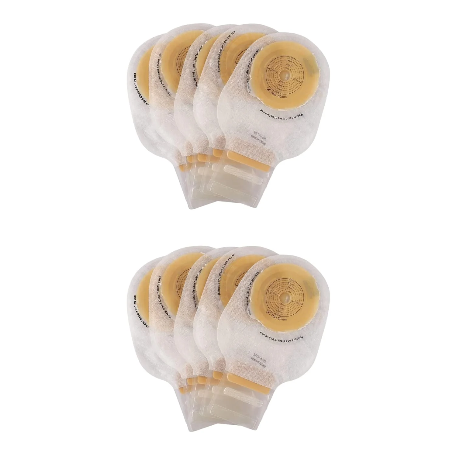 BAO Health 1155001F One Piece Pediatric Ostomy Pouch With Filter & Velcro Closure, TRANSPARENT, Size upto 15-50mm