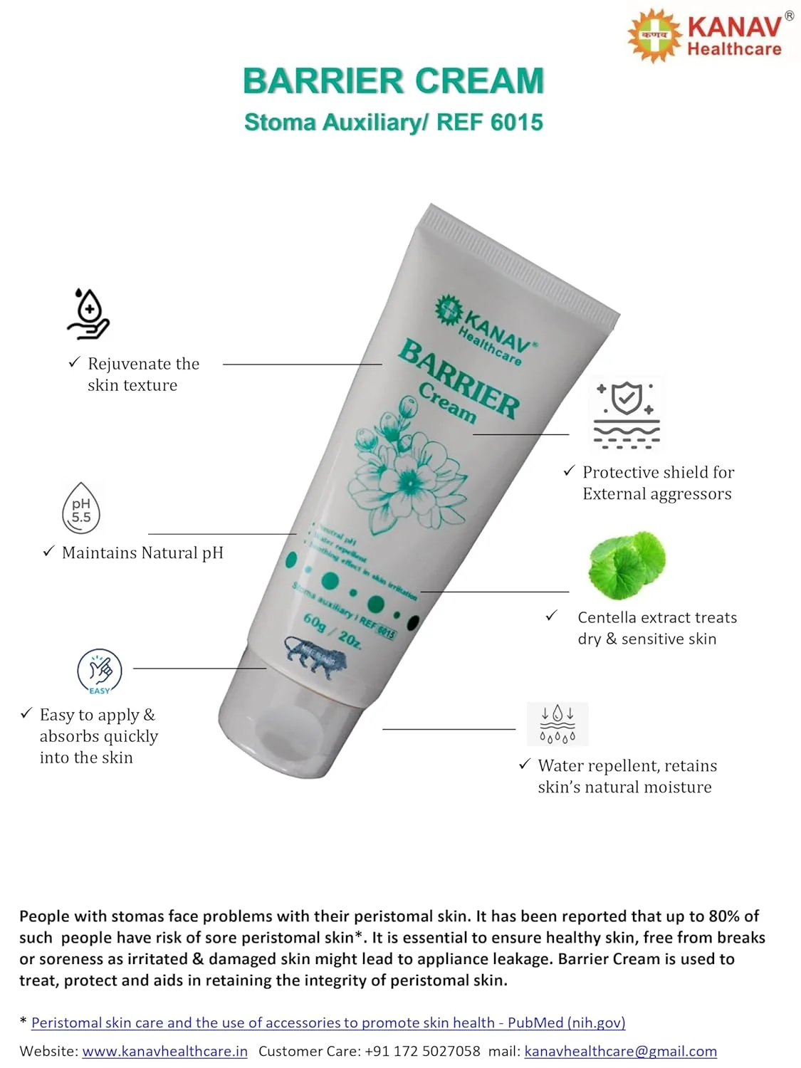 Kanav Barrier Cream 6015, Skin Protective Moisturizing Cream, 60 gram