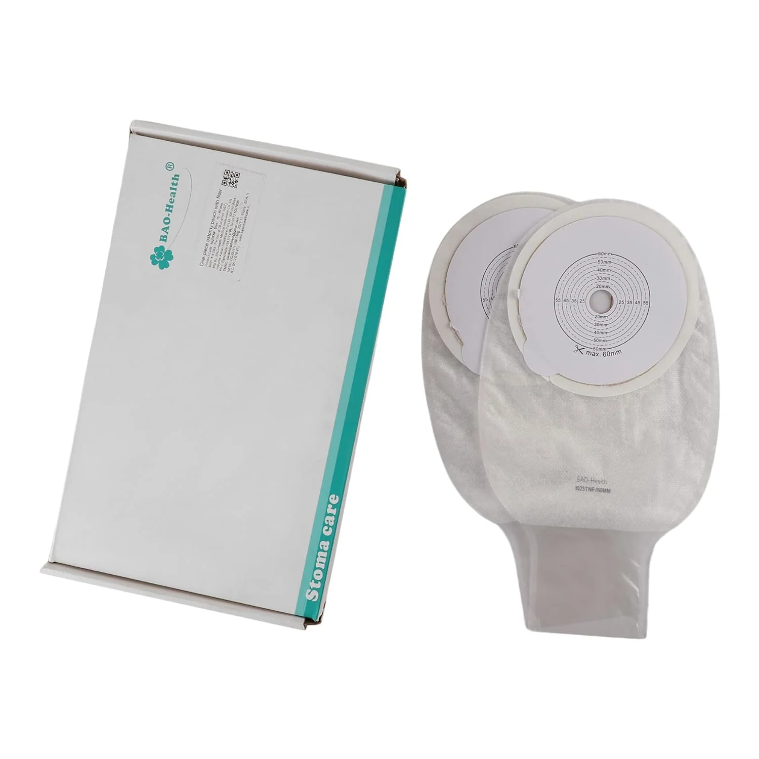 BAO Health 1023TNF One Piece Open Colostomy pouch With Filter & Clamp Closure, TRANSPARENT, Size - 60 mm