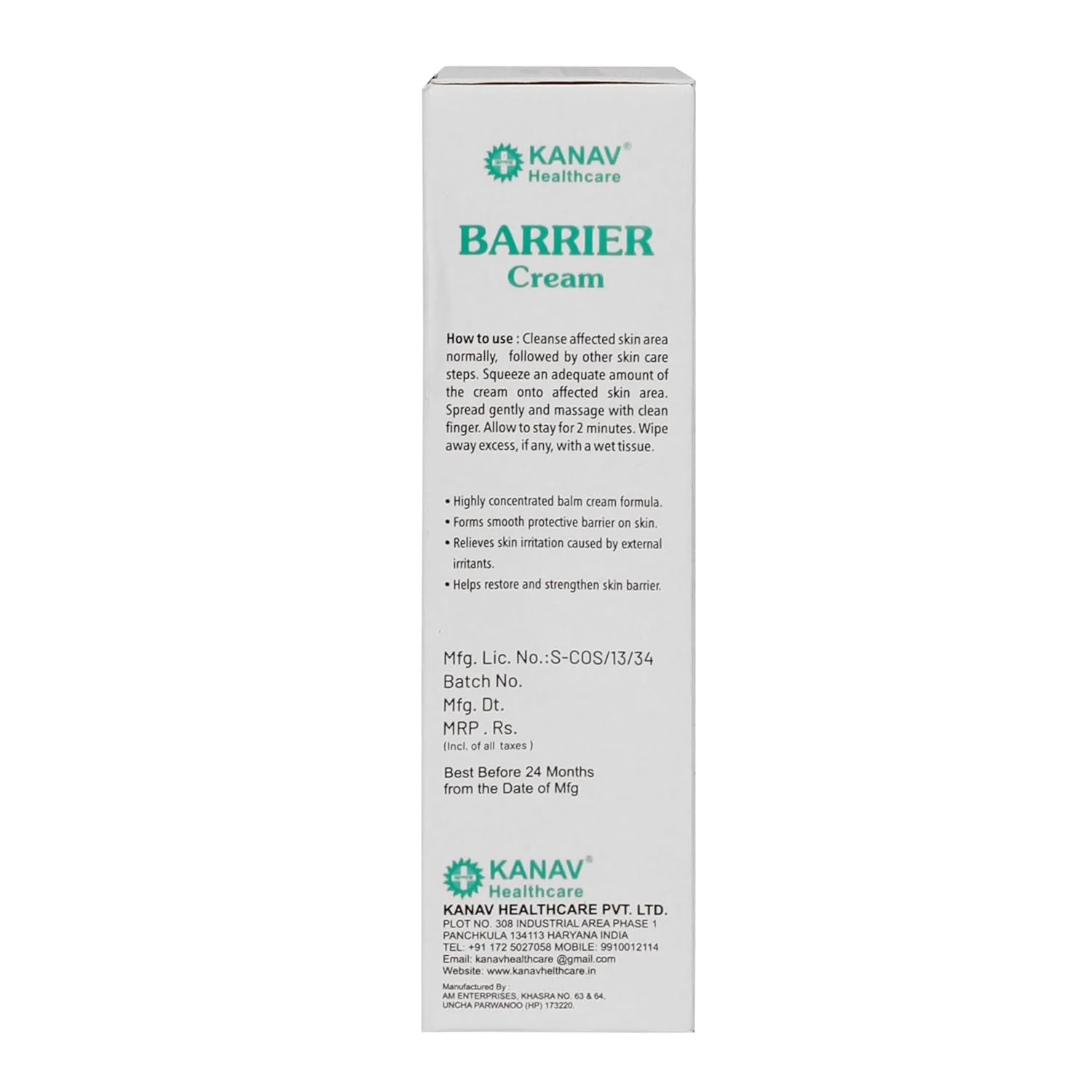 Kanav Barrier Cream 6015, Skin Protective Moisturizing Cream, 60 gram