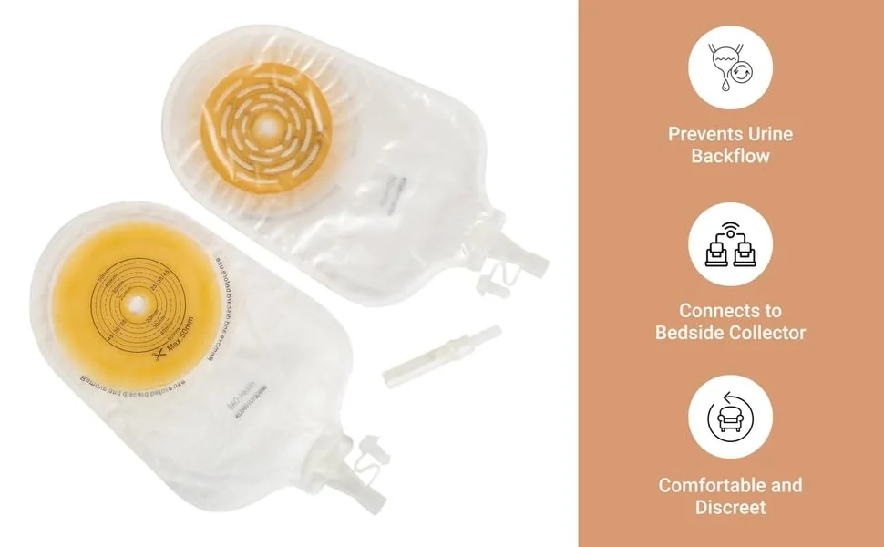 BAO Health 4025001 One Piece Urostomy Pouch With SOFT TAP, TRANSPARENT, Size - 50 mm