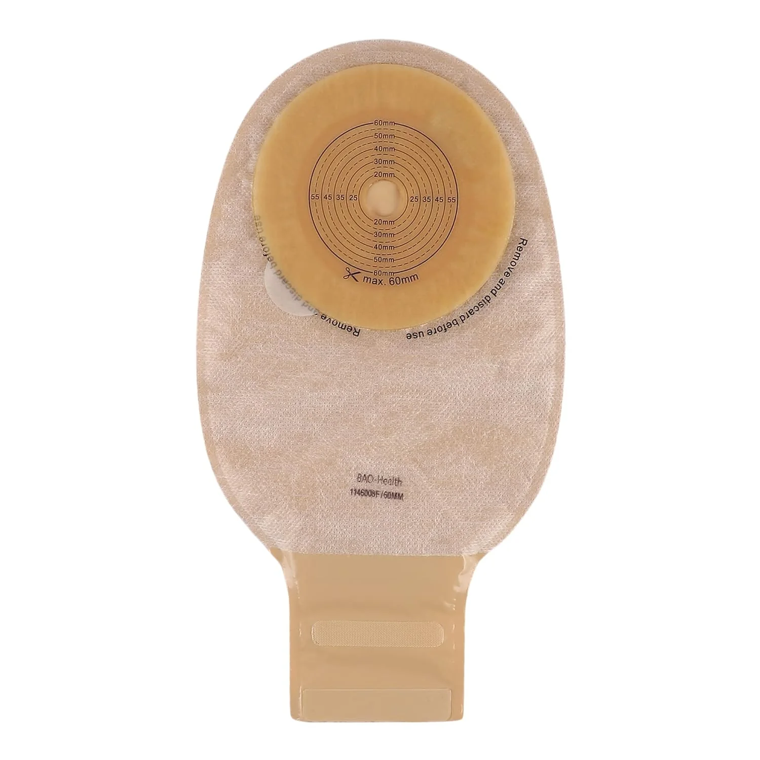 BAO Health 1146008F One Piece Classical Ostomy Pouch With Filter & Velcro Closure, OPAQUE , Size- 60mm