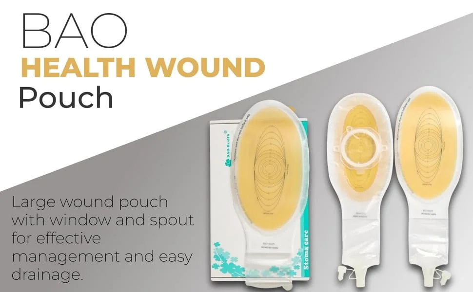 BAO Health 54214001W Wound and Fistula Pouch with window VERTICAL 50mm wide X 140mm high 