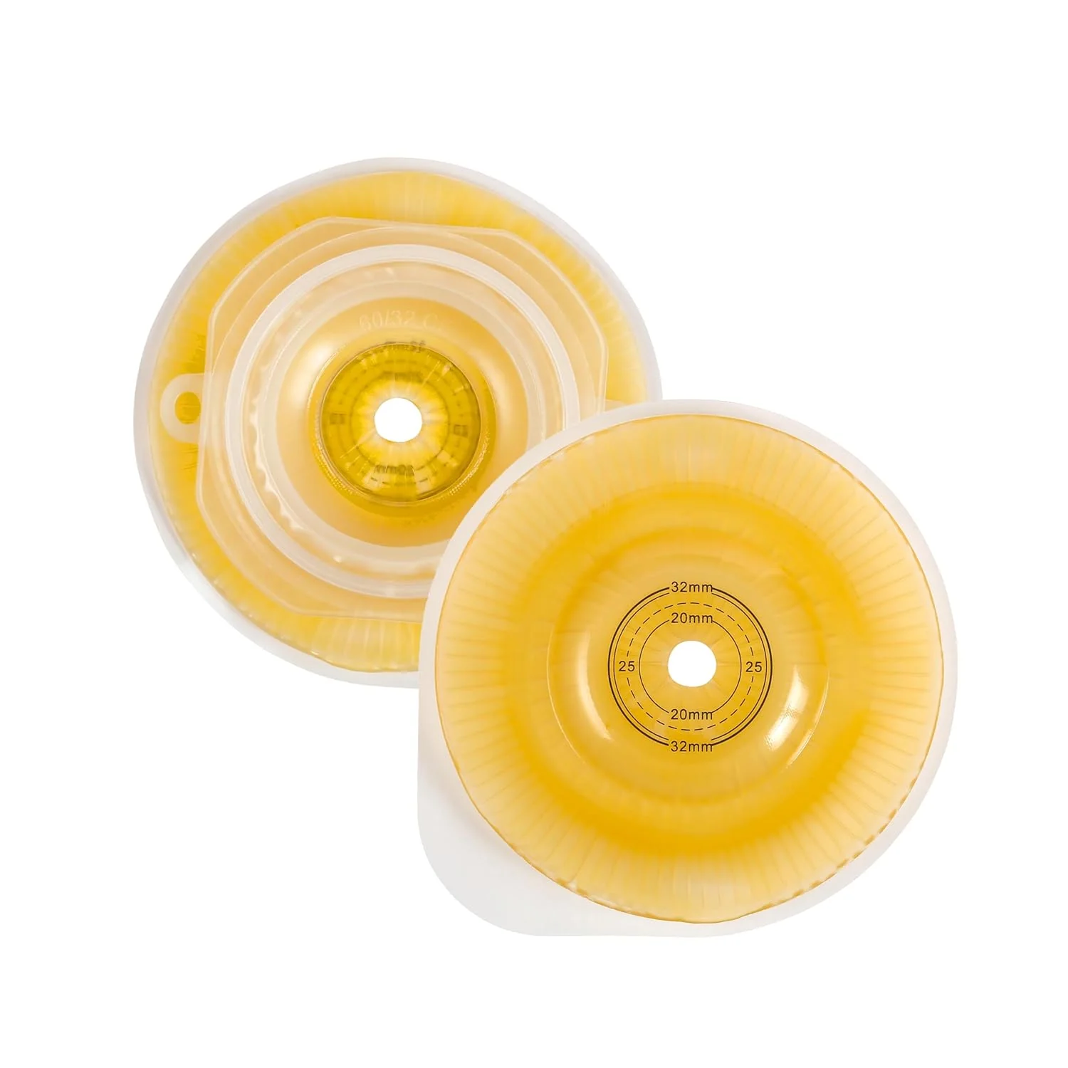 BAO Health 306320110C Two Piece Convex Sin Barrier Floating Flange with Belt Ears, Size- 60mm, Max Cut 32mm