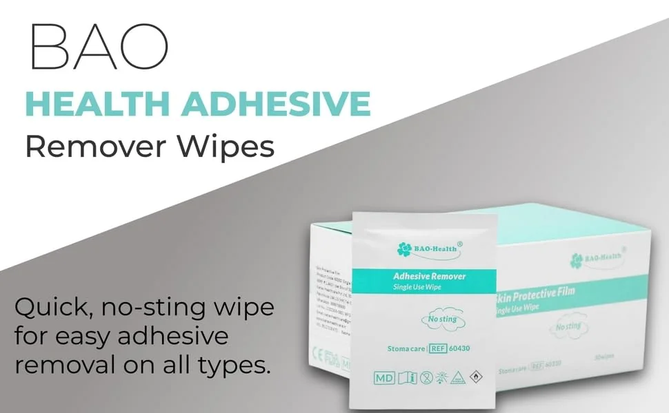 Bao Health 60430 Adhesive Remover Wipes, No‑Sting, Alcohol‑Free (Pack of 30)
