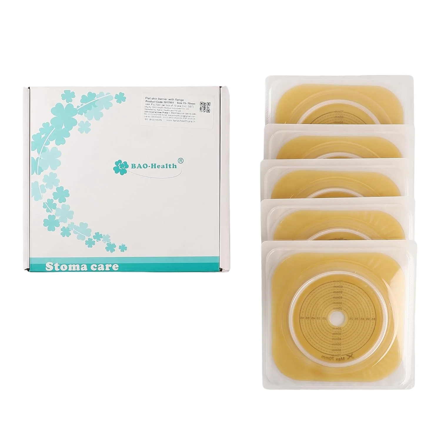 BAO Health 3017001(C) Two Piece Skin Barrier with Flange, Size- 70 mm, Max Cut 70 mm