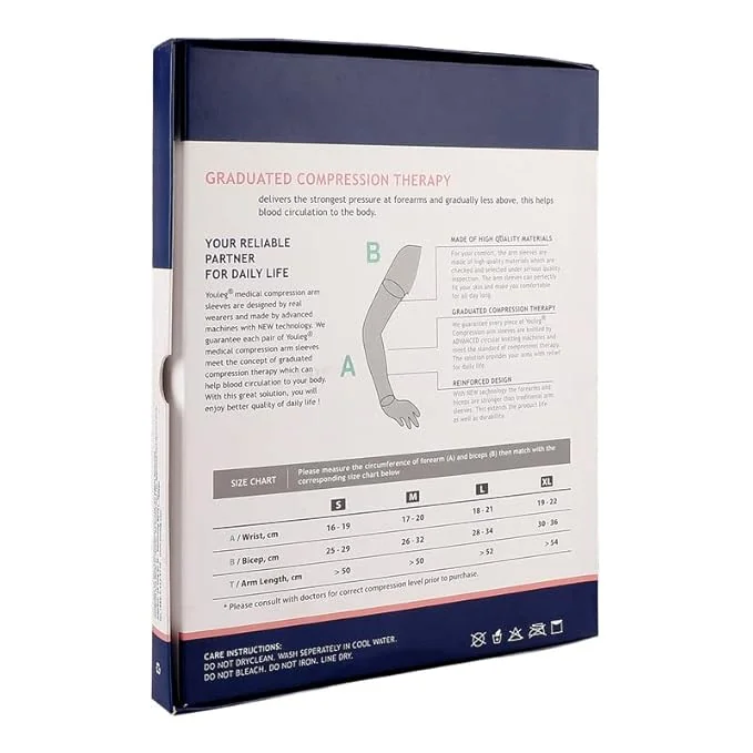 Graduated Medical Compression Arm Sleeves with Shoulder Strap