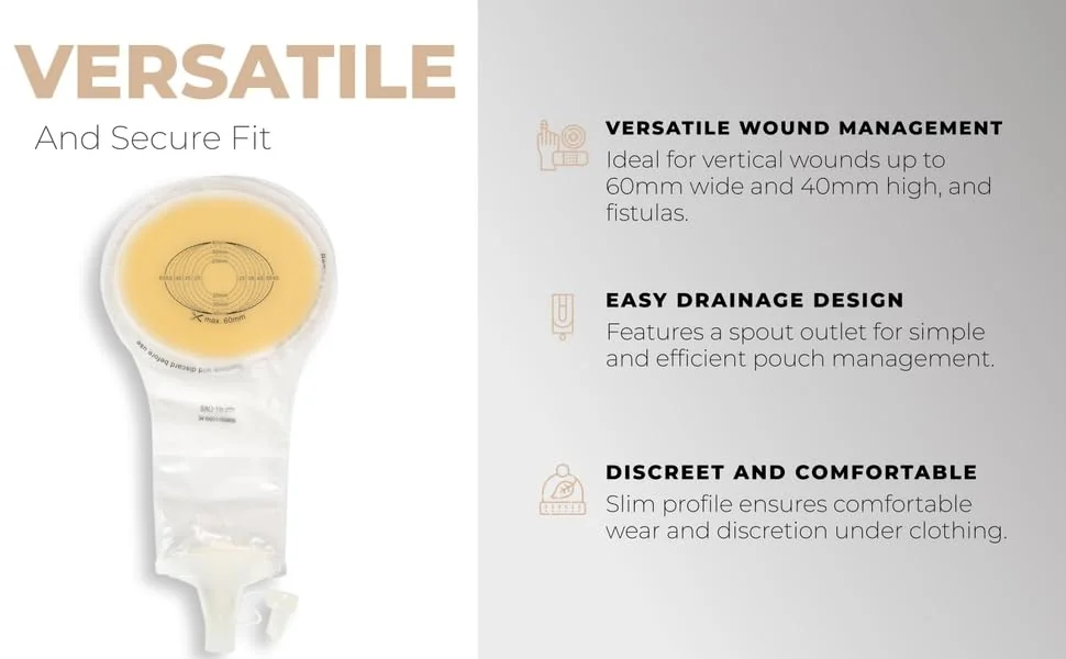 BAO Health 5416001 Wound and Fistula Pouch with window HORIZONTAL 60mm wide X 40mm high 