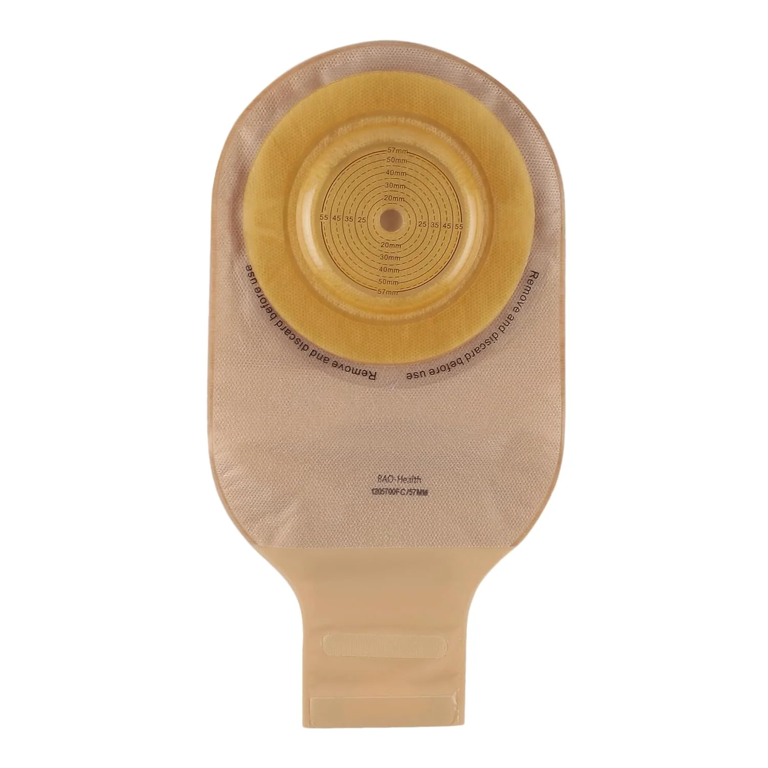 BAO Health 1205700FC One Piece Convex Ostomy Pouch with Belt Ears Filter & Velcro Closure, OPAQUE, Size upto 57 mm 