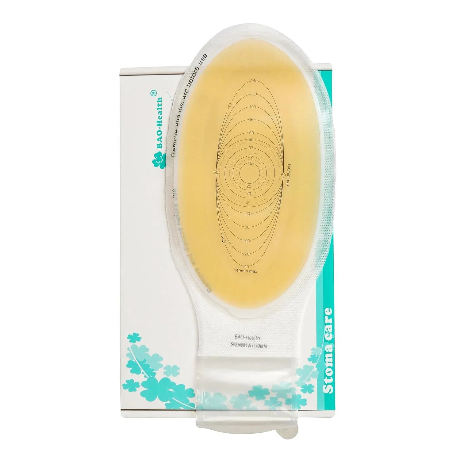 BAO Health 54214001W Wound and Fistula Pouch with window VERTICAL 50mm wide X 140mm high 