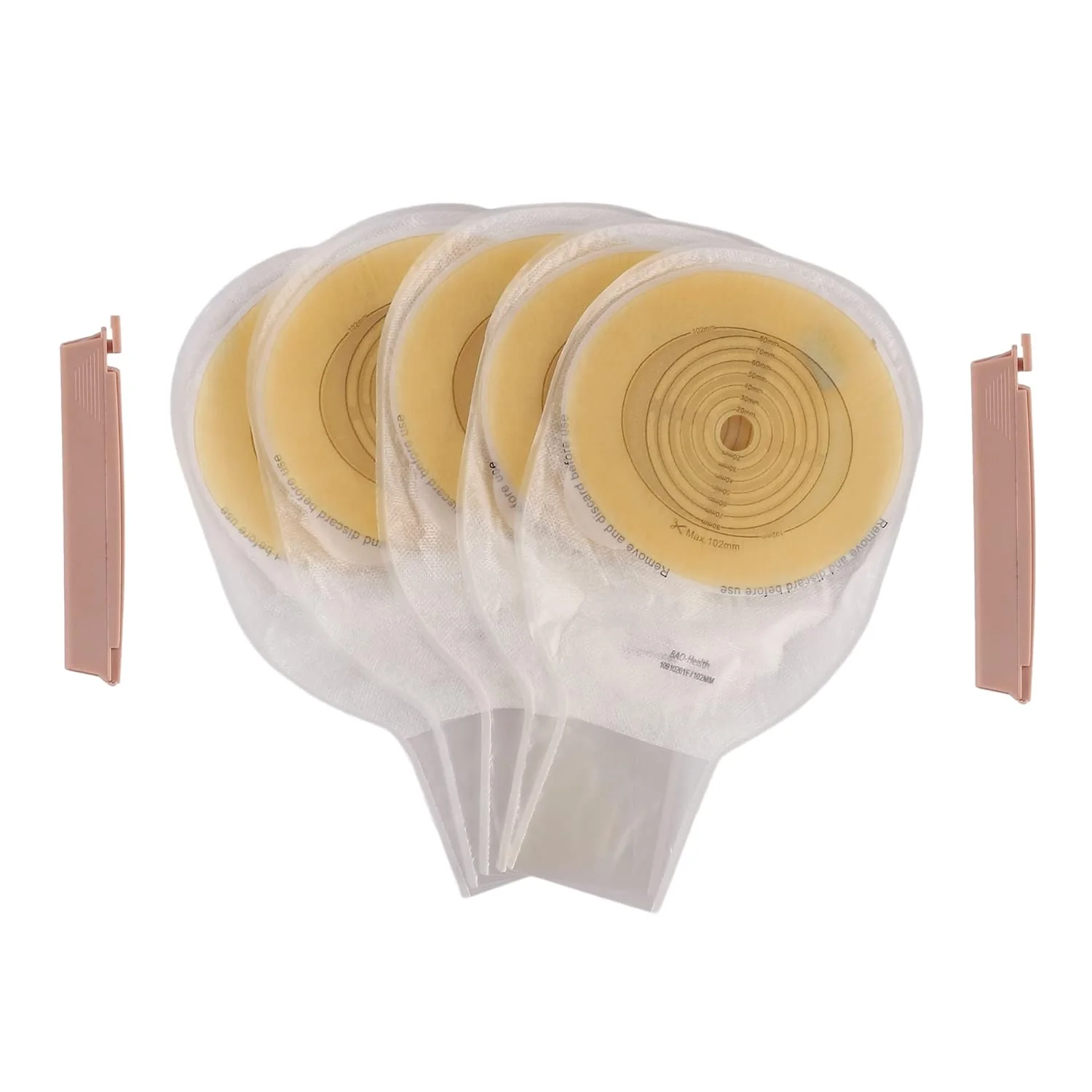 BAO Health 10910201F One Piece CureGuard Pouch With filter & Clamp Closure, TRANSPARENT, XXL Size - 102 mm 