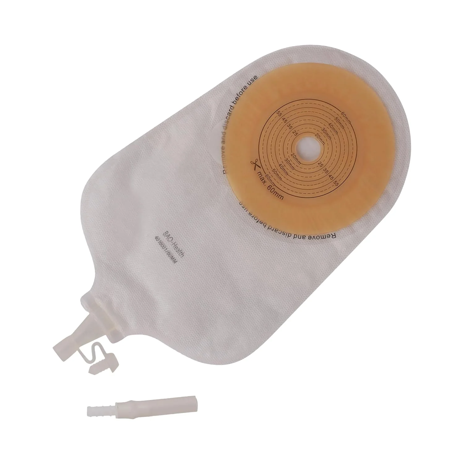 BAO Health 4016001 One Piece Urostomy Pouch With SOFT TAP, TRANSPARENT , Size - 60 mm 