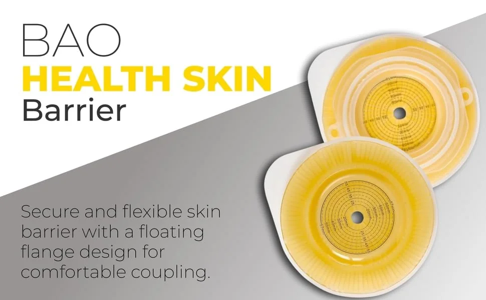BAO Health 305570110C Two Piece Convex Skin Barrier Floating Flange with Belt Ears, Size- 70 mm, Max Cut 57mm