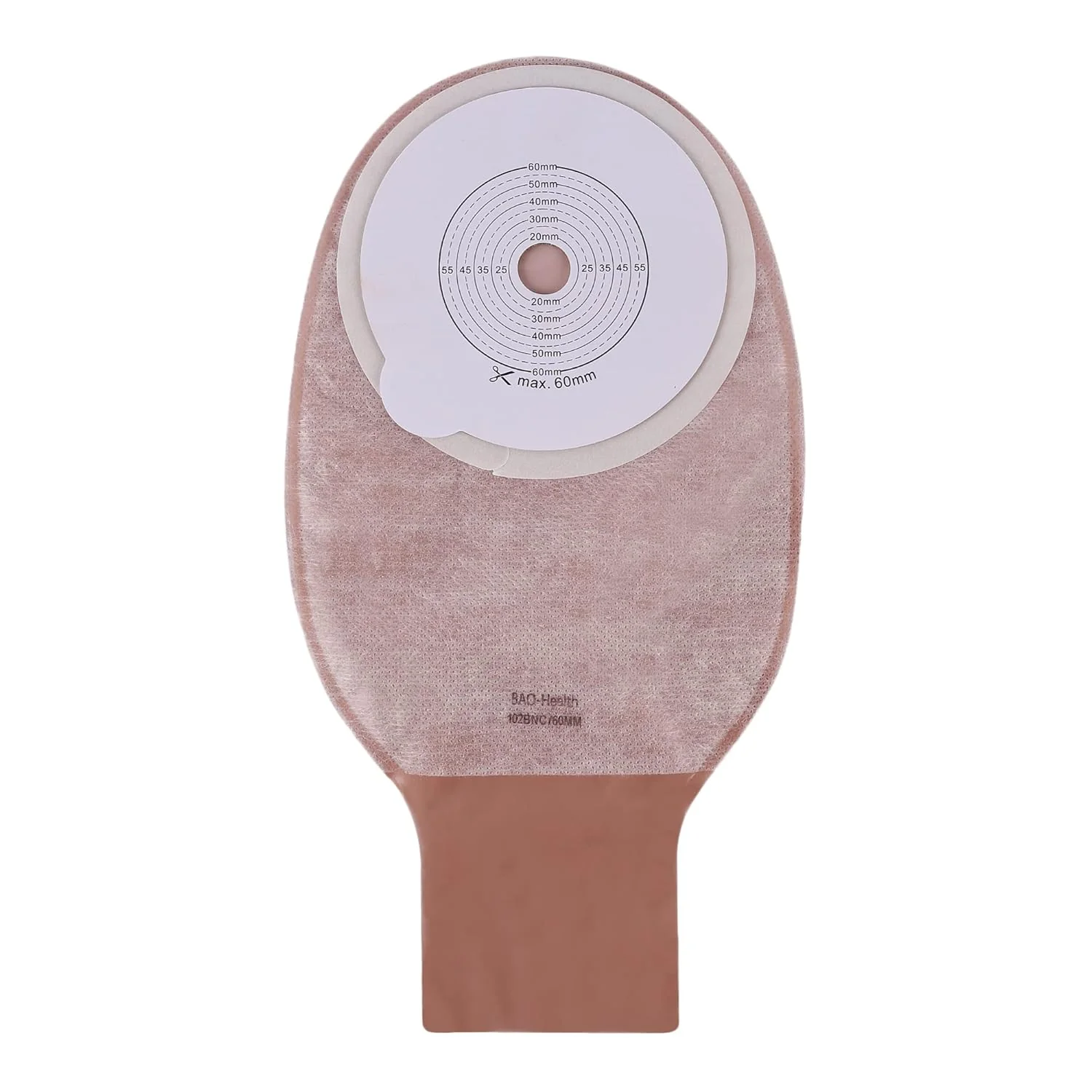 BAO Health 102BNC One Piece Open Colostomy pouch, DRAINABLE, TRANSLUCENT, Size - 60 mm 