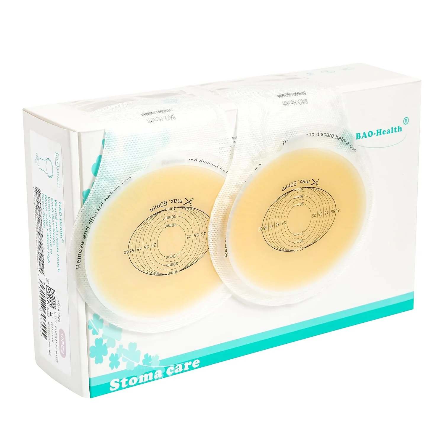 BAO Health 5416001 Wound and Fistula Pouch with window HORIZONTAL 60mm wide X 40mm high 