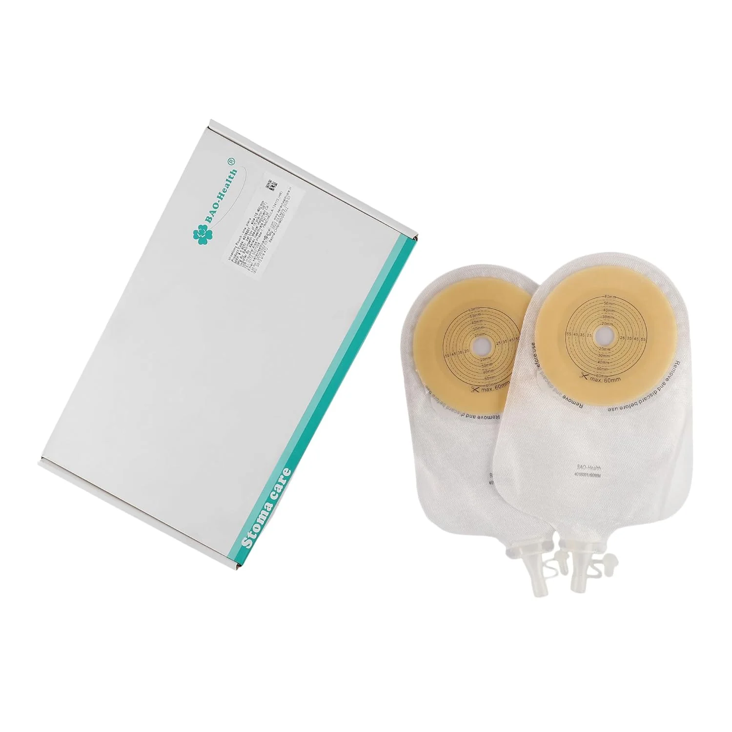 BAO Health 4016001 One Piece Urostomy Pouch With SOFT TAP, TRANSPARENT , Size - 60 mm 