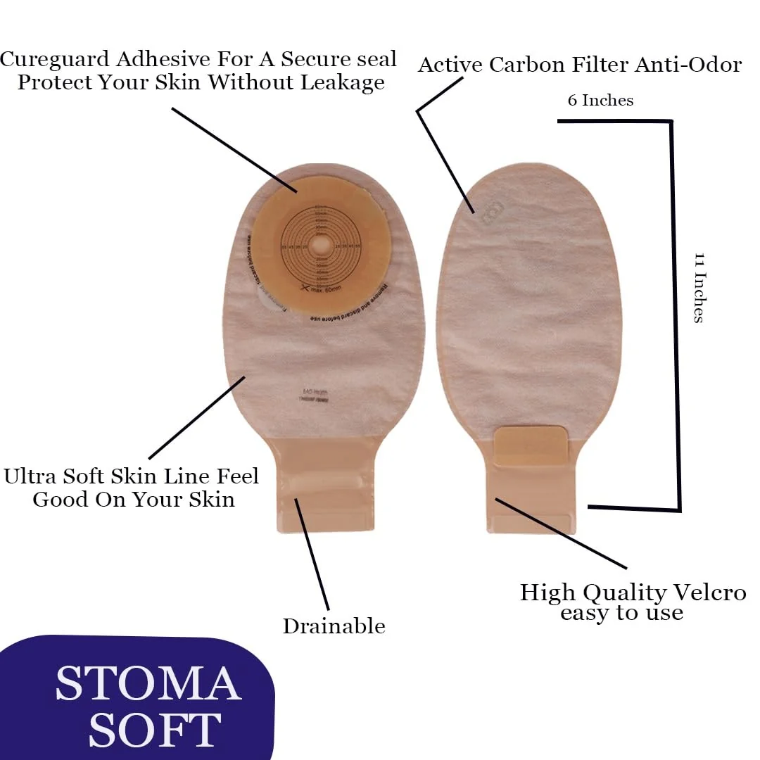 BAO Health 1146008F One Piece Classical Ostomy Pouch With Filter & Velcro Closure, OPAQUE , Size- 60mm