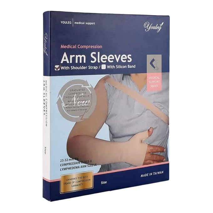Graduated Medical Compression Arm Sleeves with Shoulder Strap