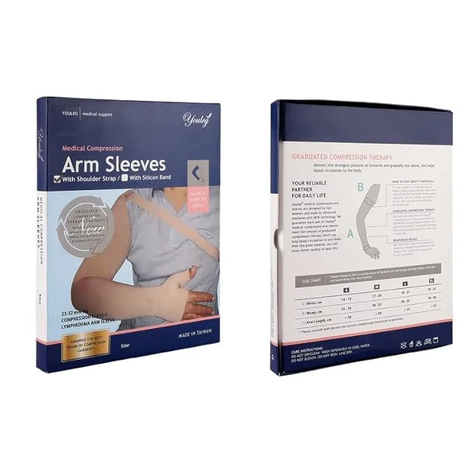 Graduated Medical Compression Arm Sleeves with Shoulder Strap