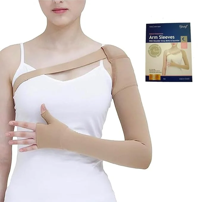 Graduated Medical Compression Arm Sleeves with Shoulder Strap