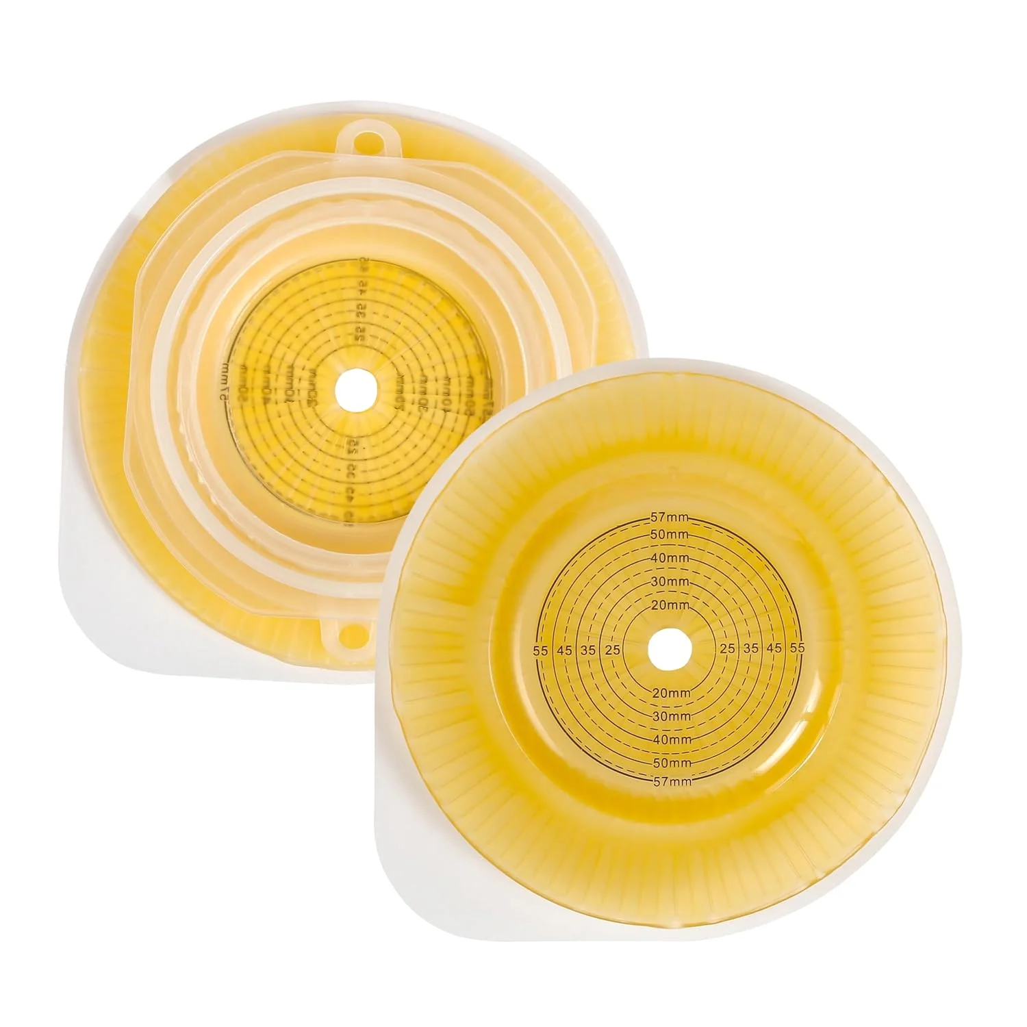 BAO Health 305570110C Two Piece Convex Skin Barrier Floating Flange with Belt Ears, Size- 70 mm, Max Cut 57mm