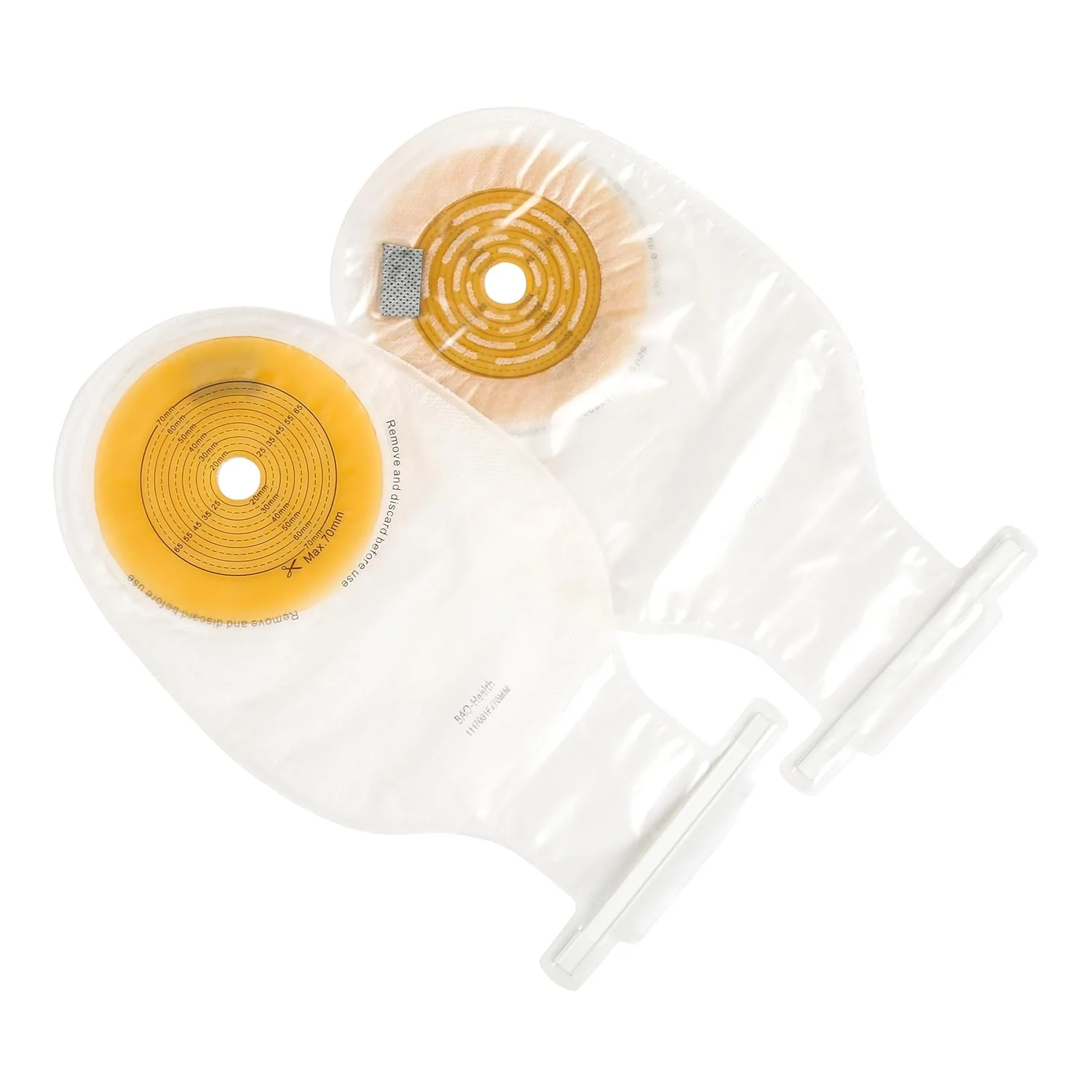 BAO Health 1117001F One Piece CureGuard Pouch With filter & Flex Closure, TRANSPARENT, Custom upto 70 mm