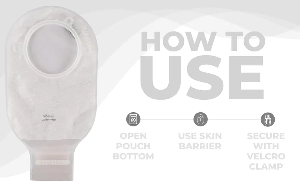 BAO Health 2207001F Two Piece Ostomy Pouch With Filter & Velcro, TRANSPARENT, Size- 70mm 