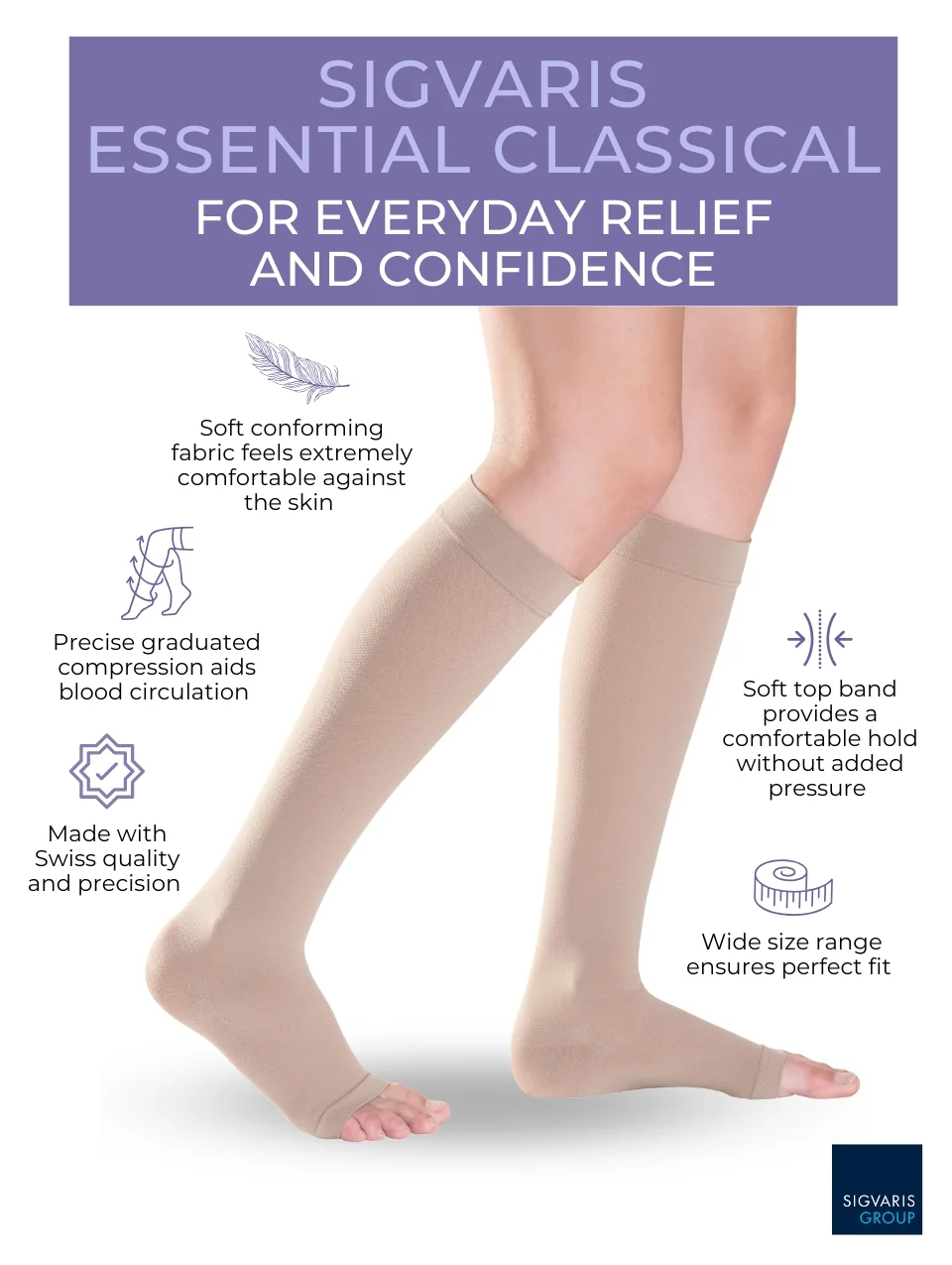 Class 2 Compression – Below Knee Length – Sigvaris Essential Classical