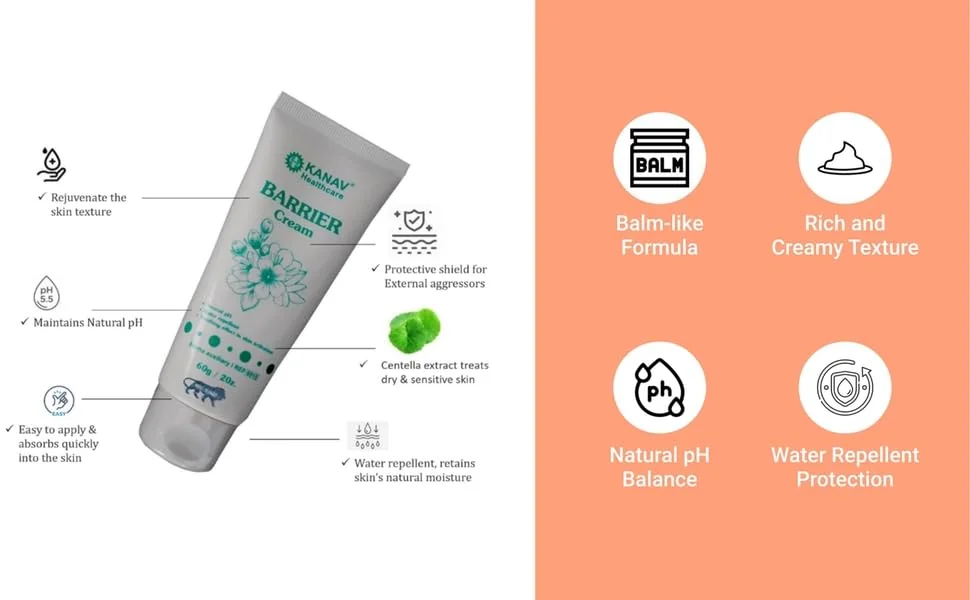 Kanav Barrier Cream 6015, Skin Protective Moisturizing Cream, 60 gram
