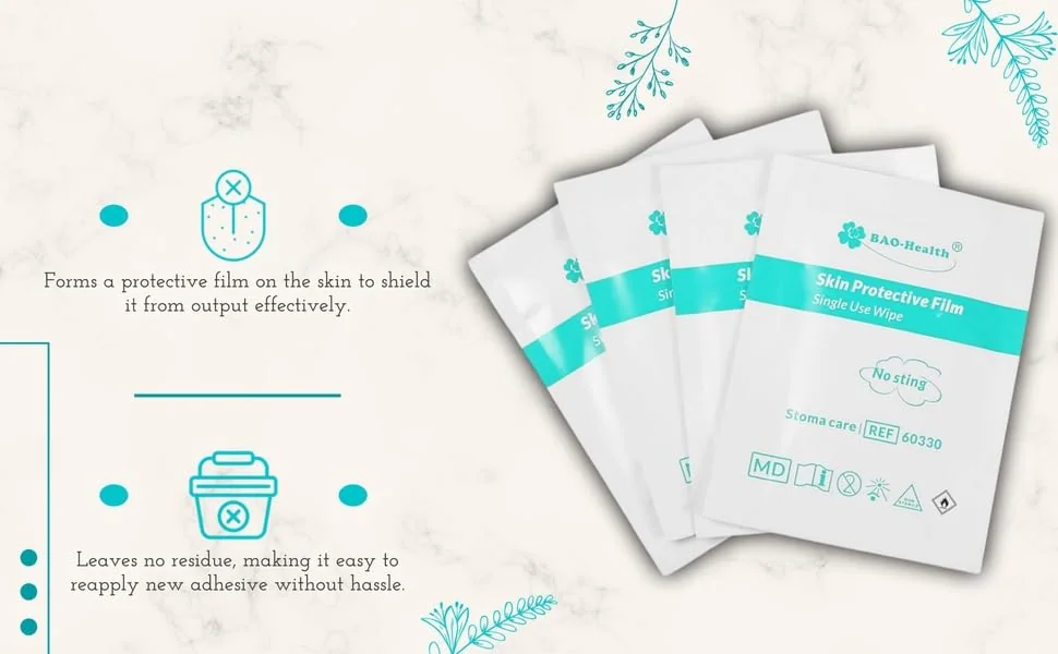 Bao Health 60330 Skin Protective Film Wipes – No Sting, Alcohol-Free Barrier Wipes (Pack of 30)