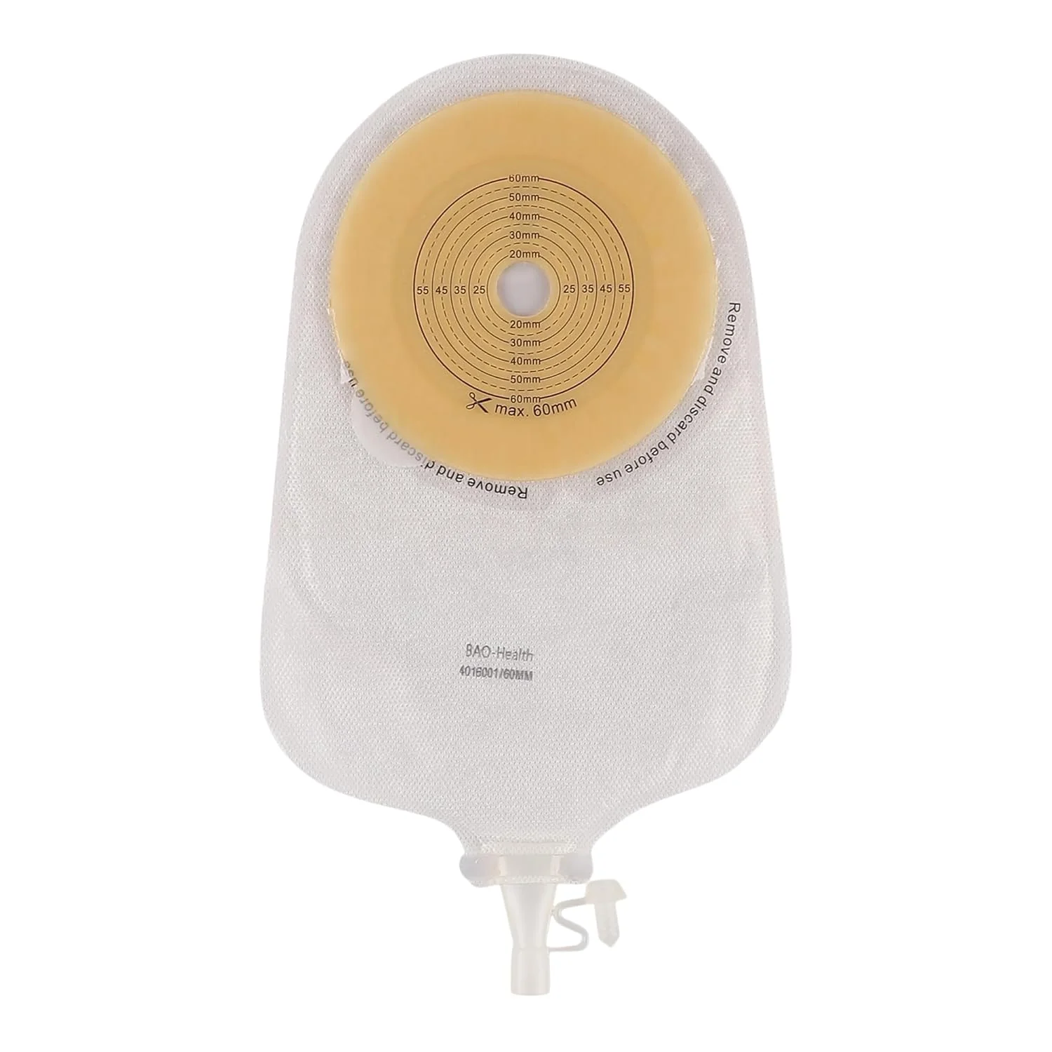 BAO Health 4016001 One Piece Urostomy Pouch With SOFT TAP, TRANSPARENT , Size - 60 mm 