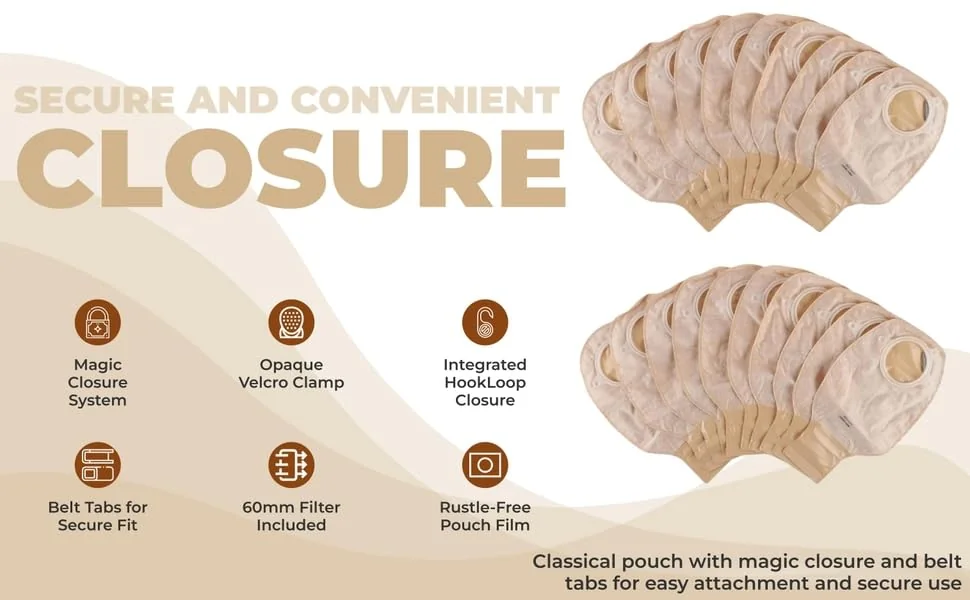 BAO Health 2146008F Two Piece Ostomy Pouch With Filter & Velcro, OPAQUE, Size- 60mm 