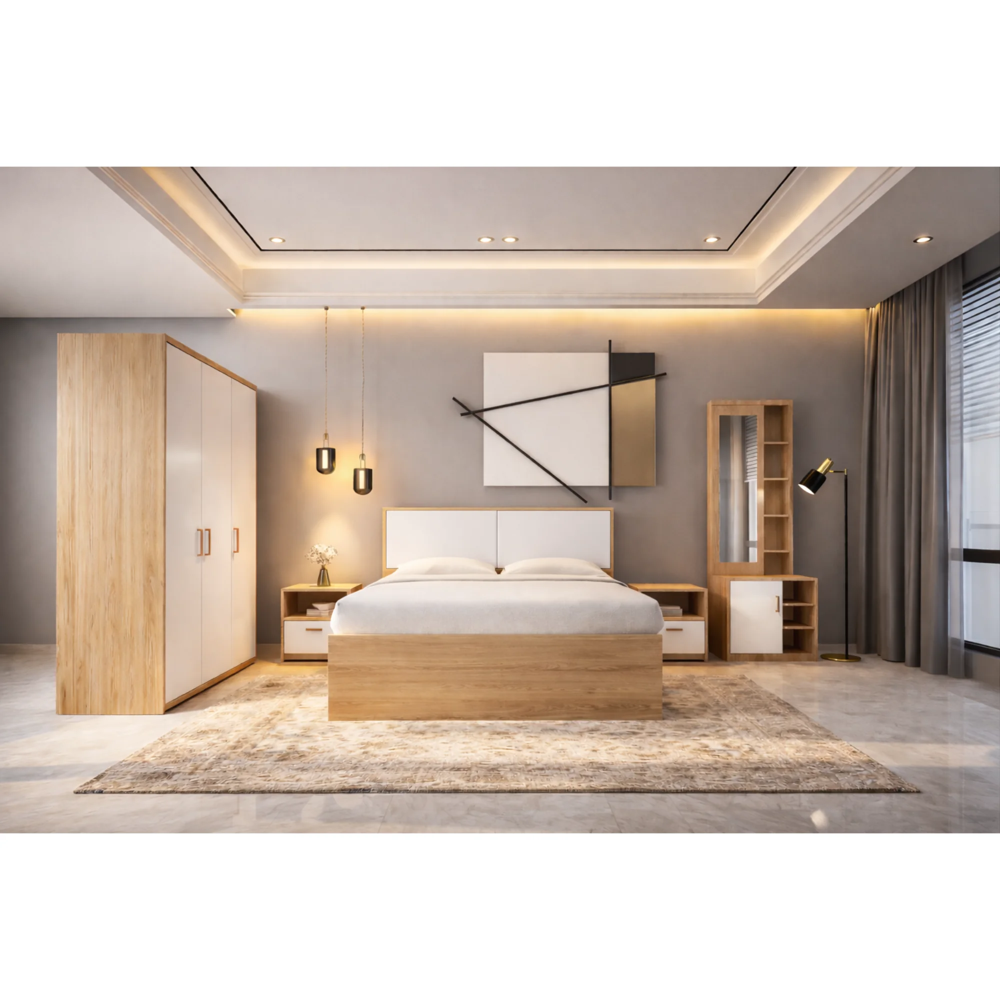 Modern Bedroom Set – Engineered Wood (Essentials)