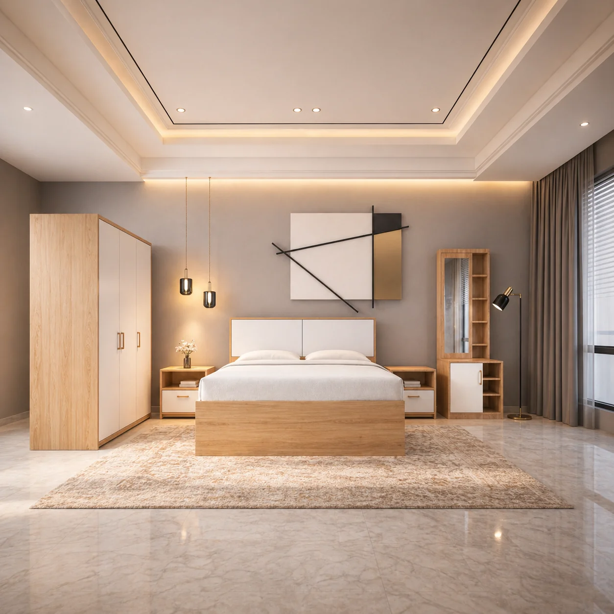 Modern Bedroom Set – Engineered Wood (Essentials)