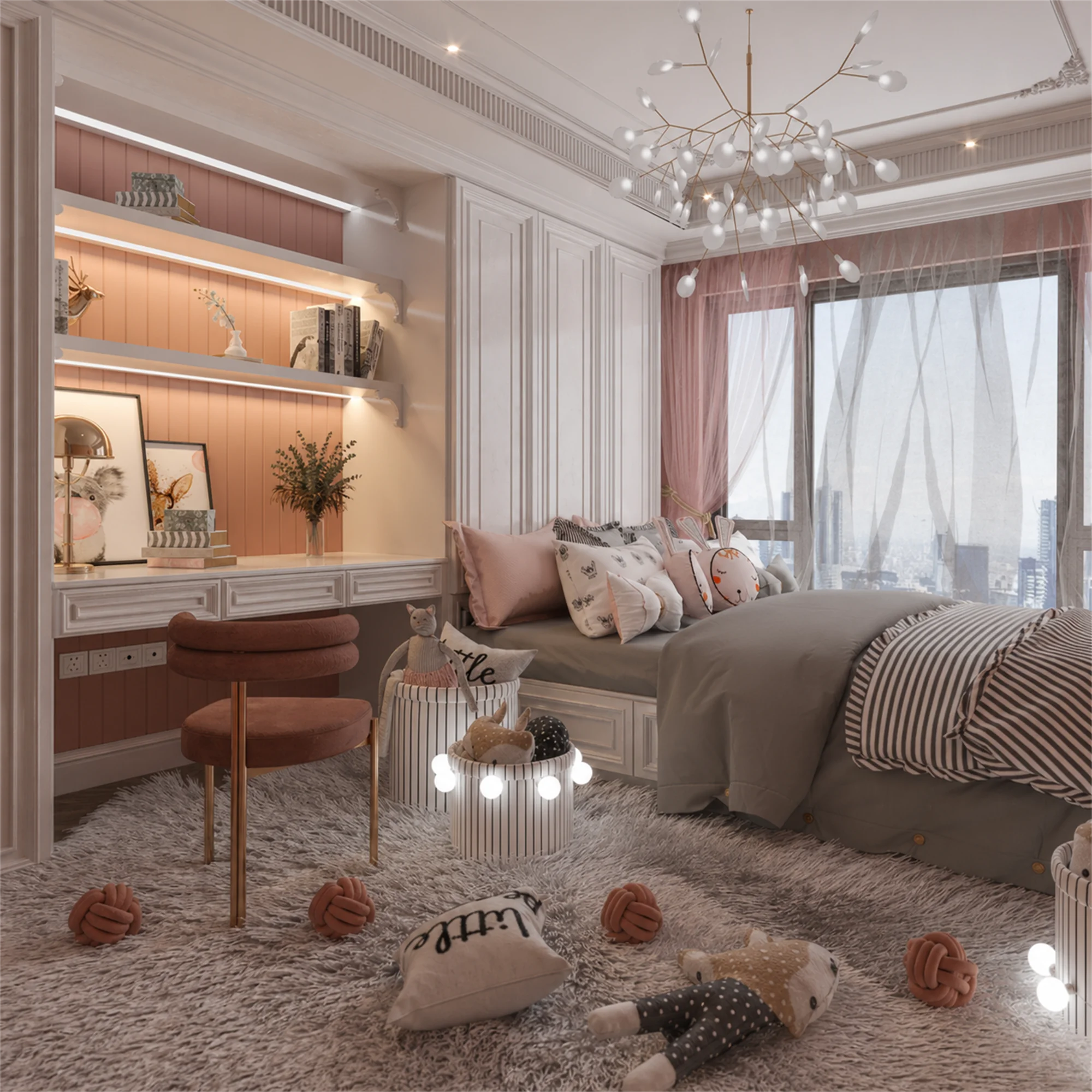Luxury Kids Bedroom Design | Study, Wardrobe & Storage Planning | Custom Interior Service