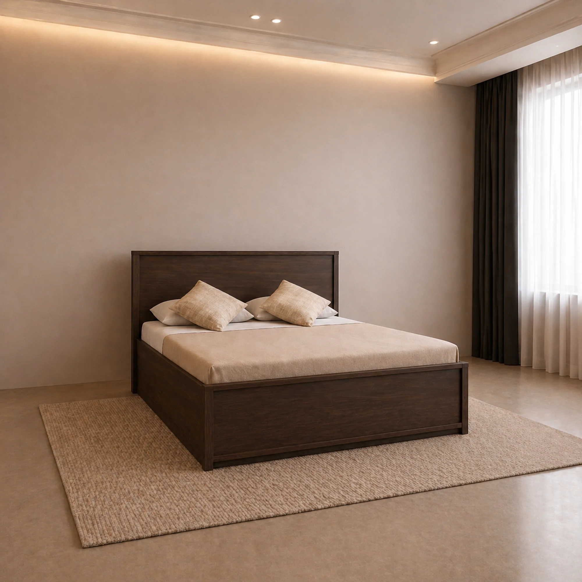 Premium Bedroom Set – Engineered Wood (Dark Finish)