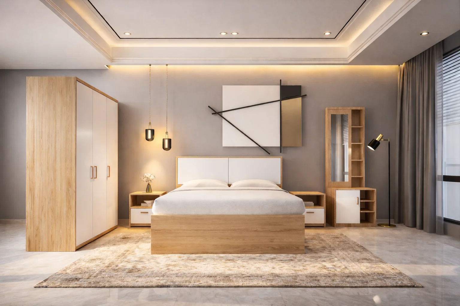 Modern Bedroom Set – Engineered Wood (Essentials)